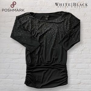 White House Black Market Black Tunic Dress With Silver Rhinestones XS